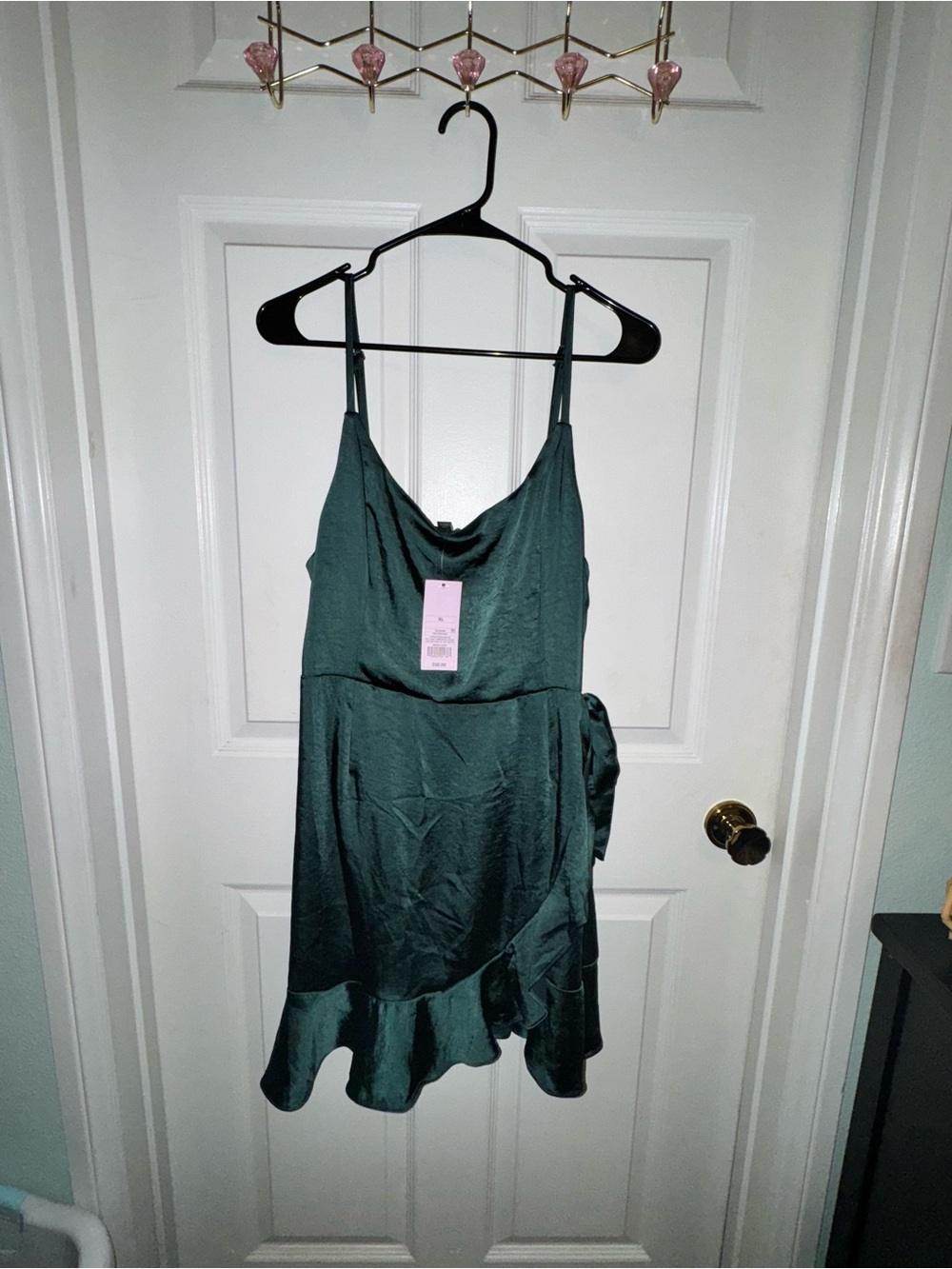 wild fable Emerald Green Satin Cowl Slip Dress